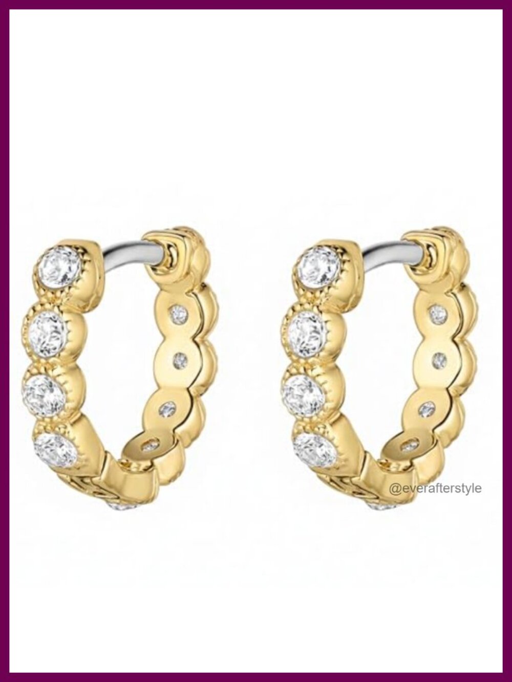 Cubic Zirconia Gold Plated Huggie Hoop Earrings for Women - Lever Back